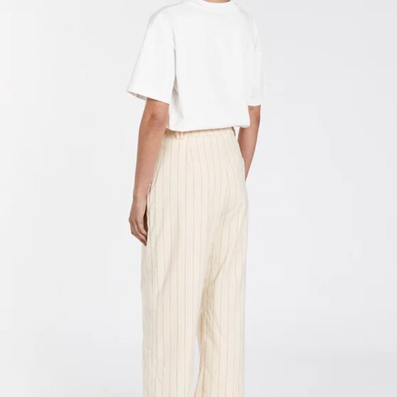 DISSH Sander Cream Striped Pant [wide leg, trouser, workwear] - Picture 2 of 7
